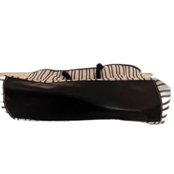 LANCÔME Paris Striped Textured Beach Tote Travel Weekender Bag Tan Black - Picture 2 of 6